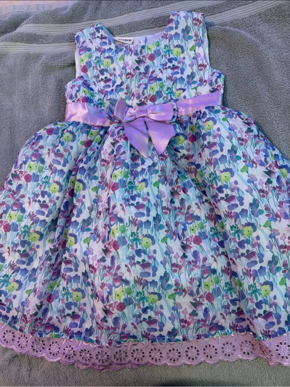 Blueberi Boulevard Lavender Floral Bow Party Dress